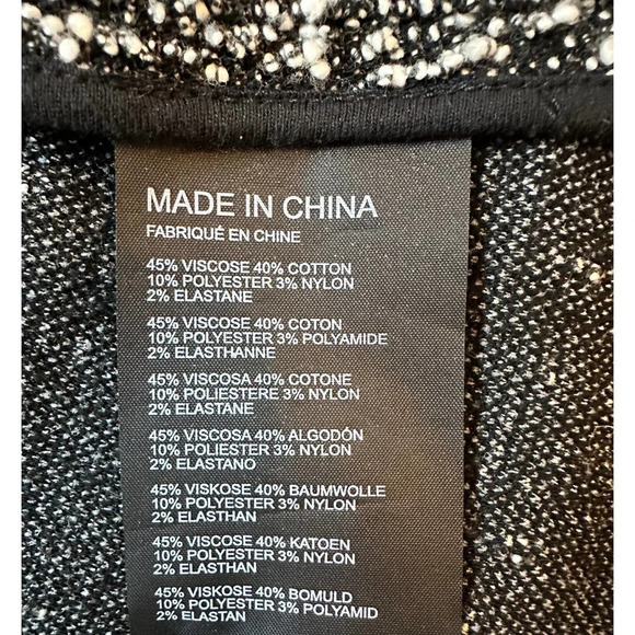 Club Monaco Open-Drape Shawl Cardigan Sweater Knit Topper Black & White Size S/P - Picture 4 of 5